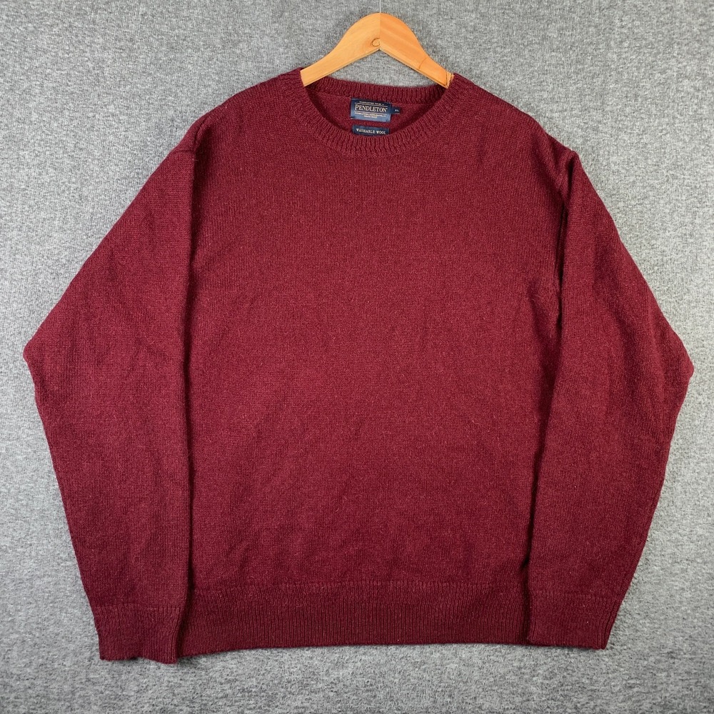 Pendleton Sweater Men Extra Large Washable Wool Red Shetland Pullover